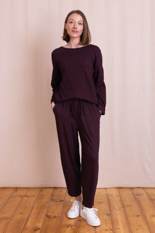Nomads textured burgundy jersey top