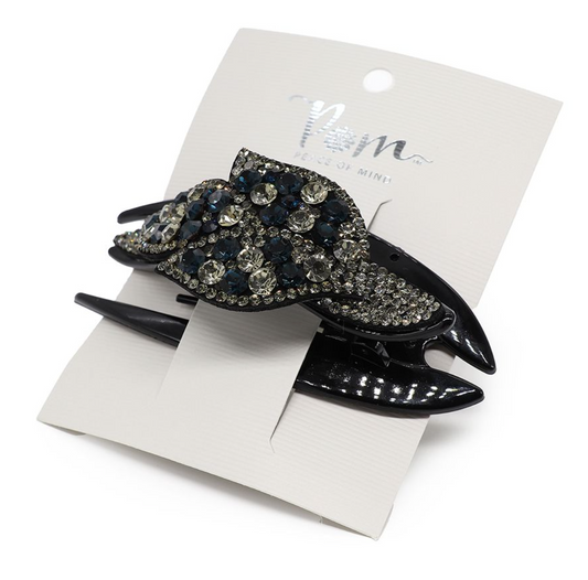 POM Hair comb claw clip in olive grey and blue