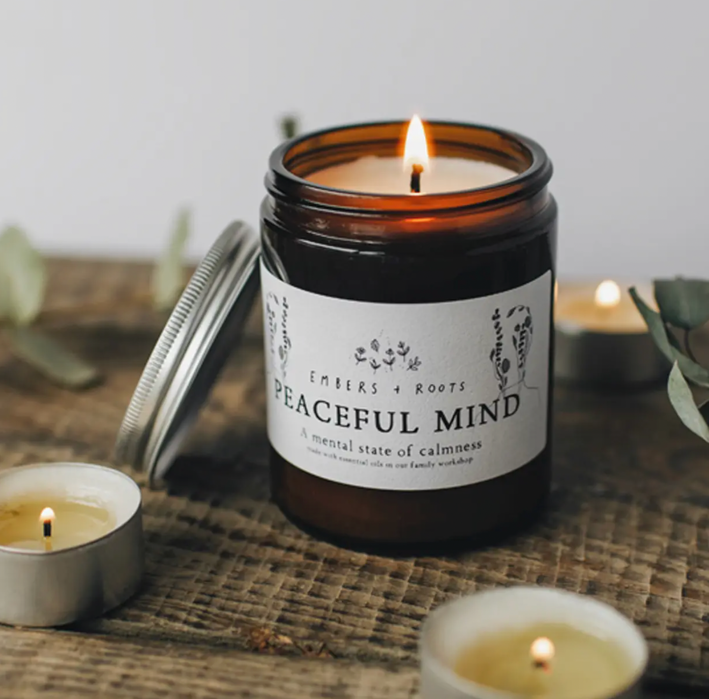 Embers & Roots peaceful mind soy candle