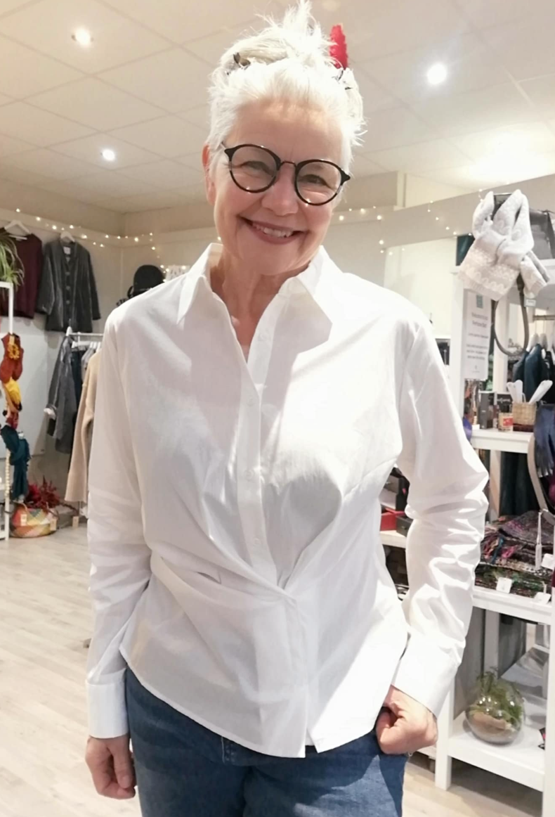 Yest Paris twist front white cotton blouse