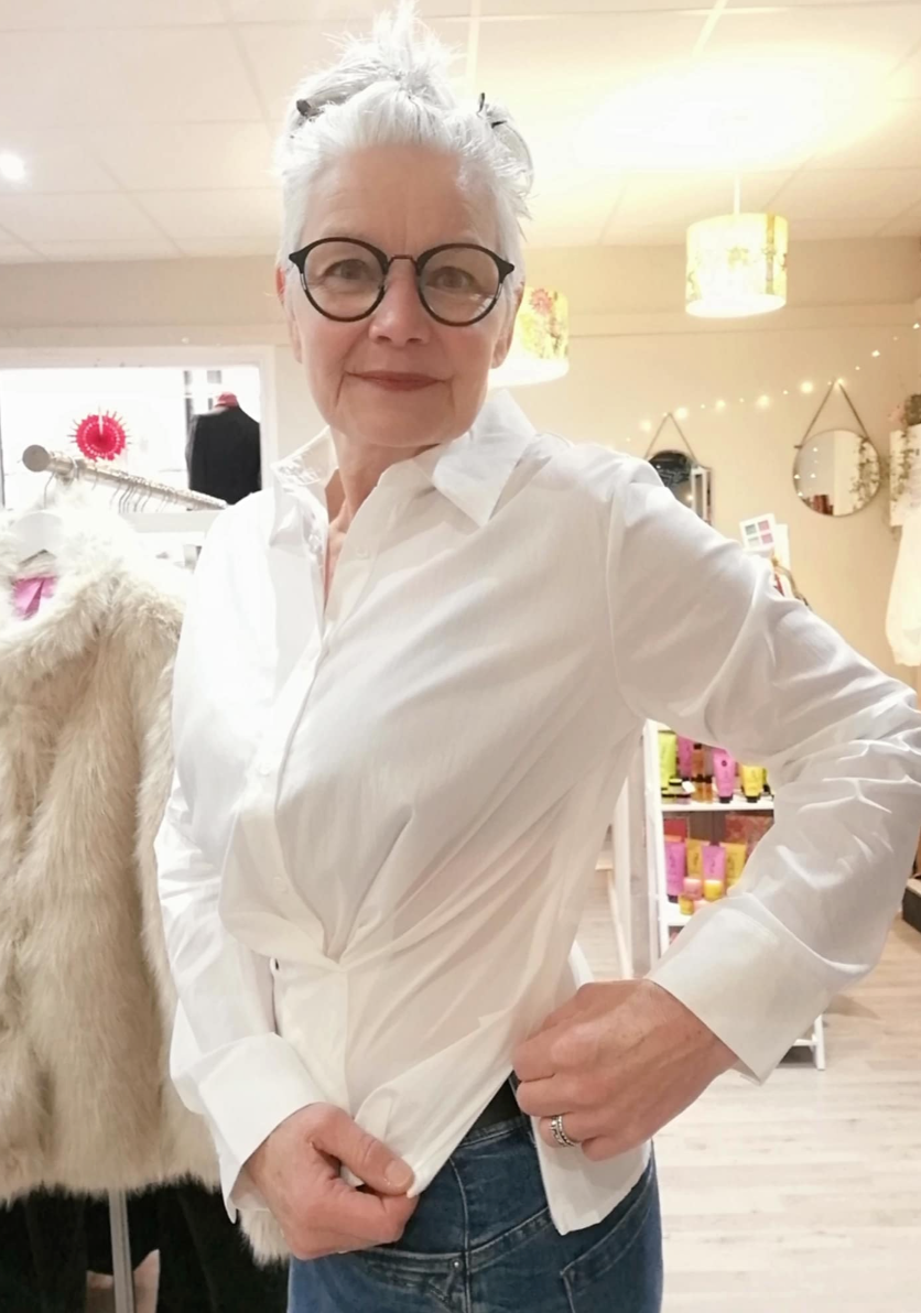 Yest Paris twist front white cotton blouse