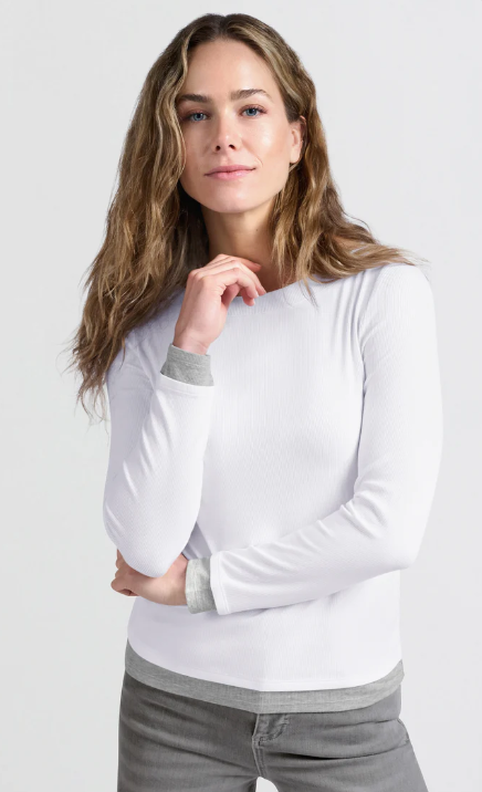 Yaya faux double layer top in white