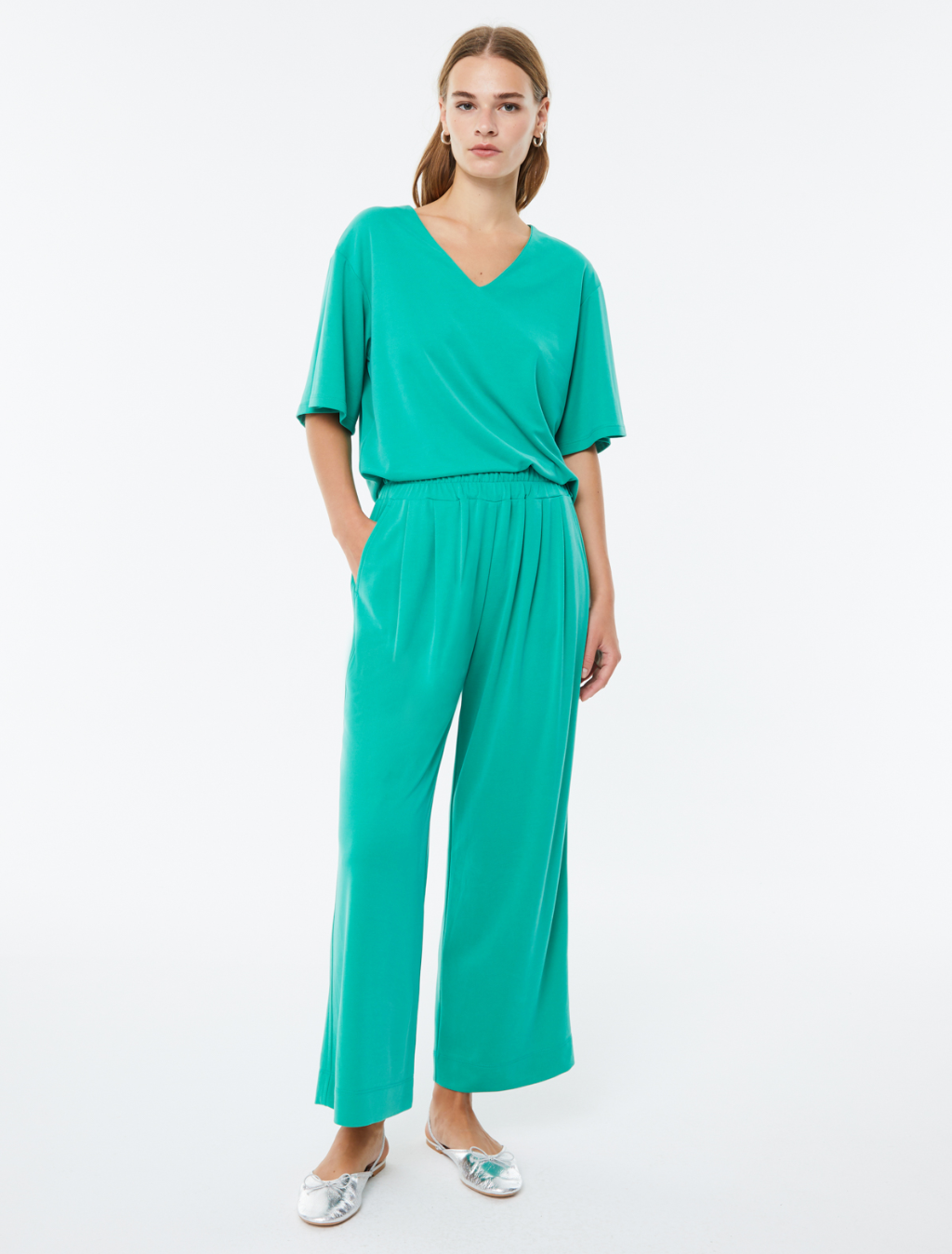 Paz Torras green v neck top