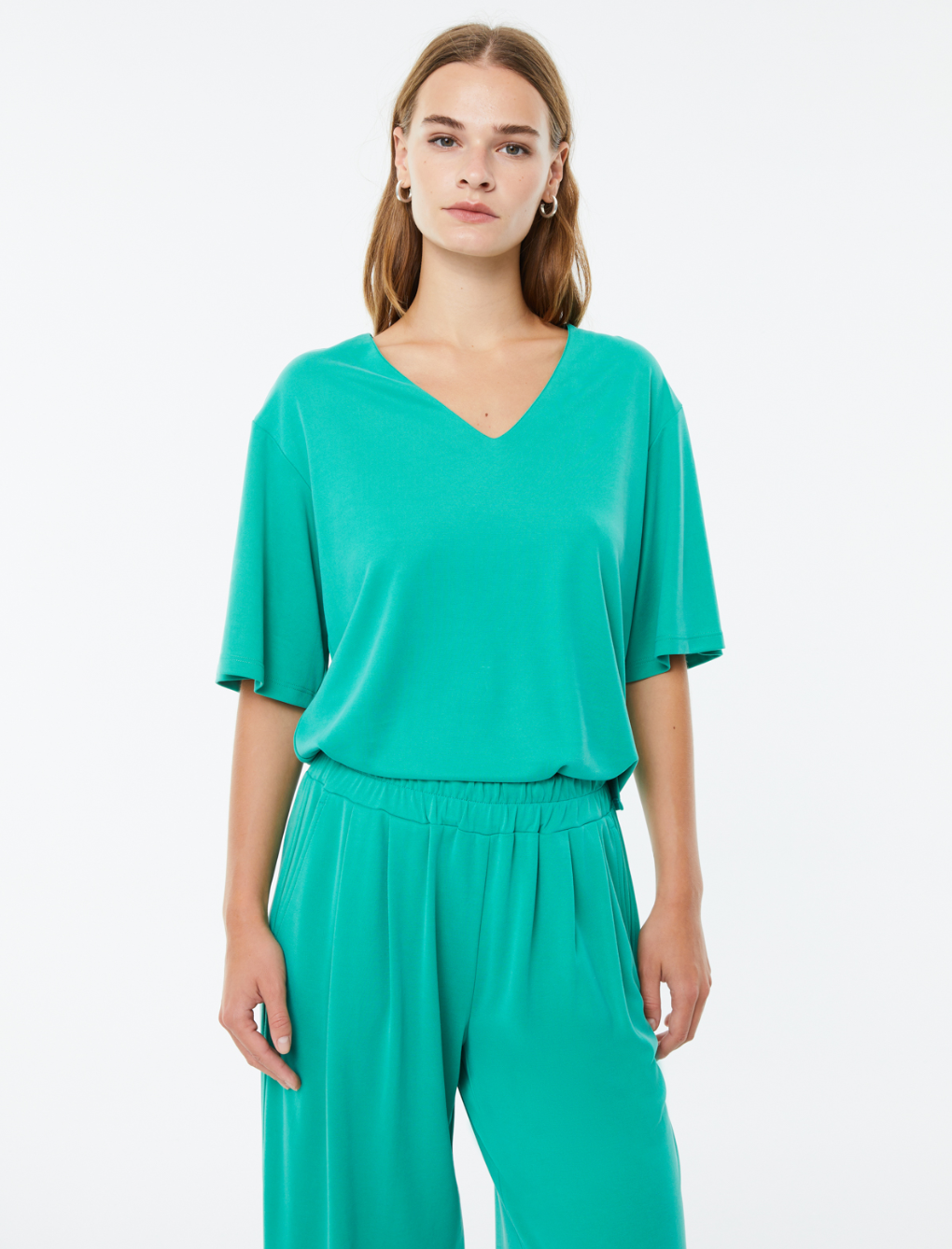 Paz Torras green v neck top