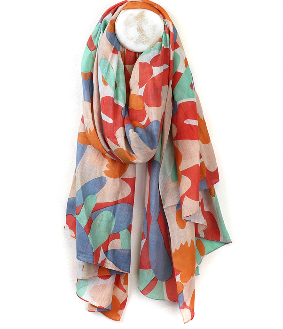 POM Organic scarf with blue, pink and orange