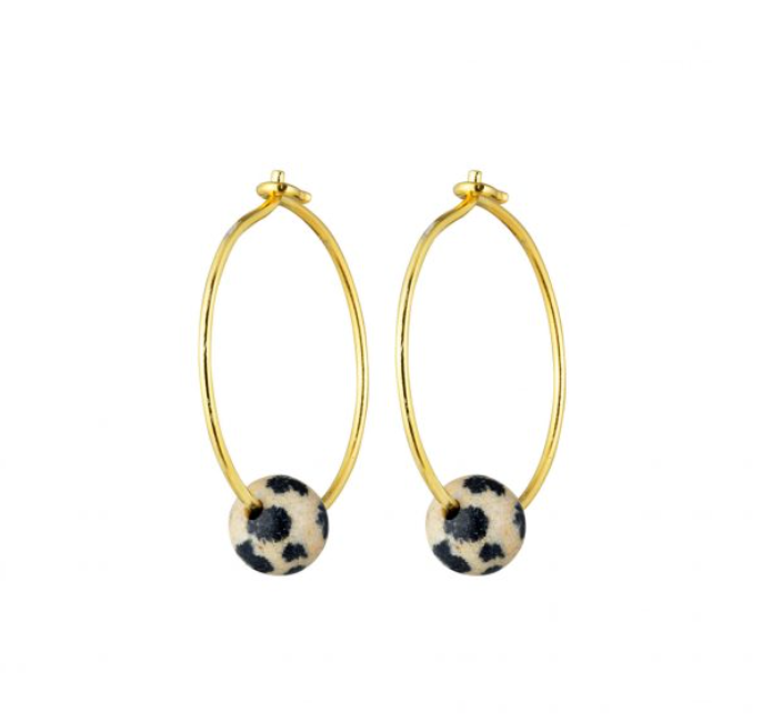 One & Eight Dalmation hoop earrings