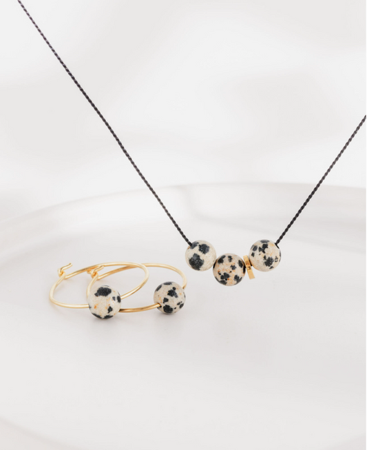 One & Eight Dalmation hoop earrings
