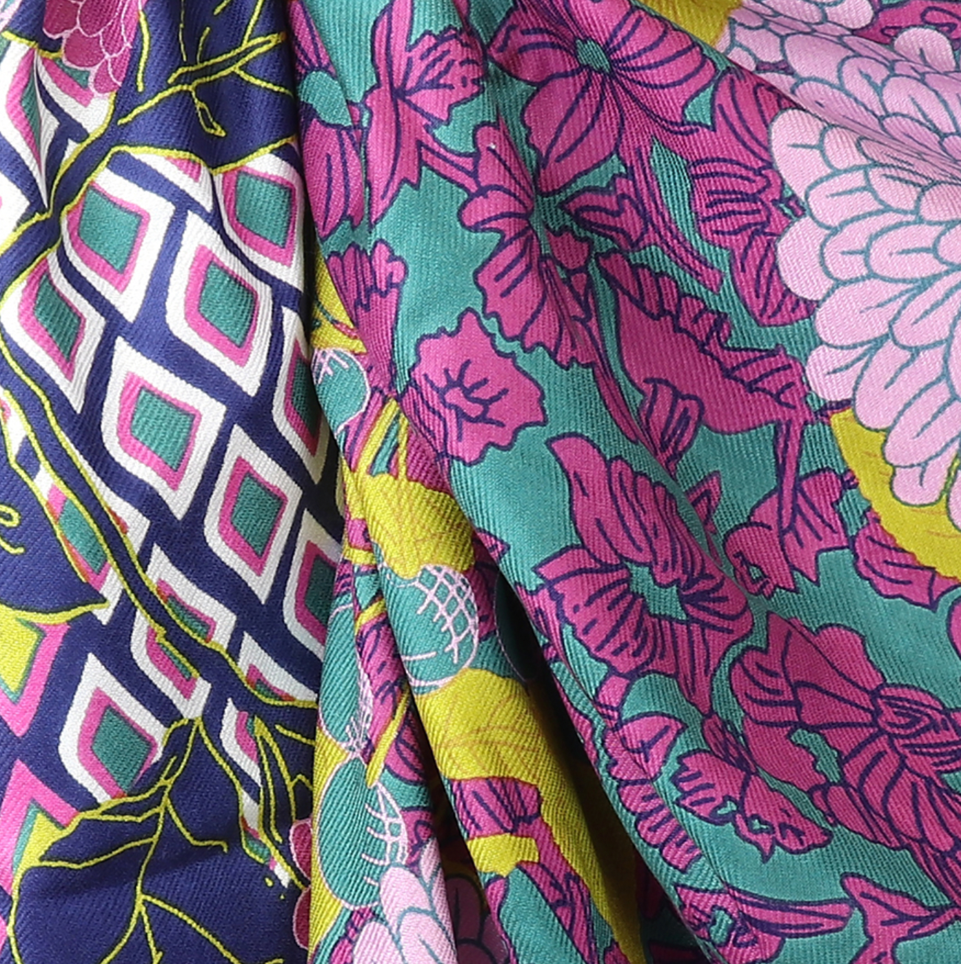 POM Bamboo jade green mix dahlia print scarf