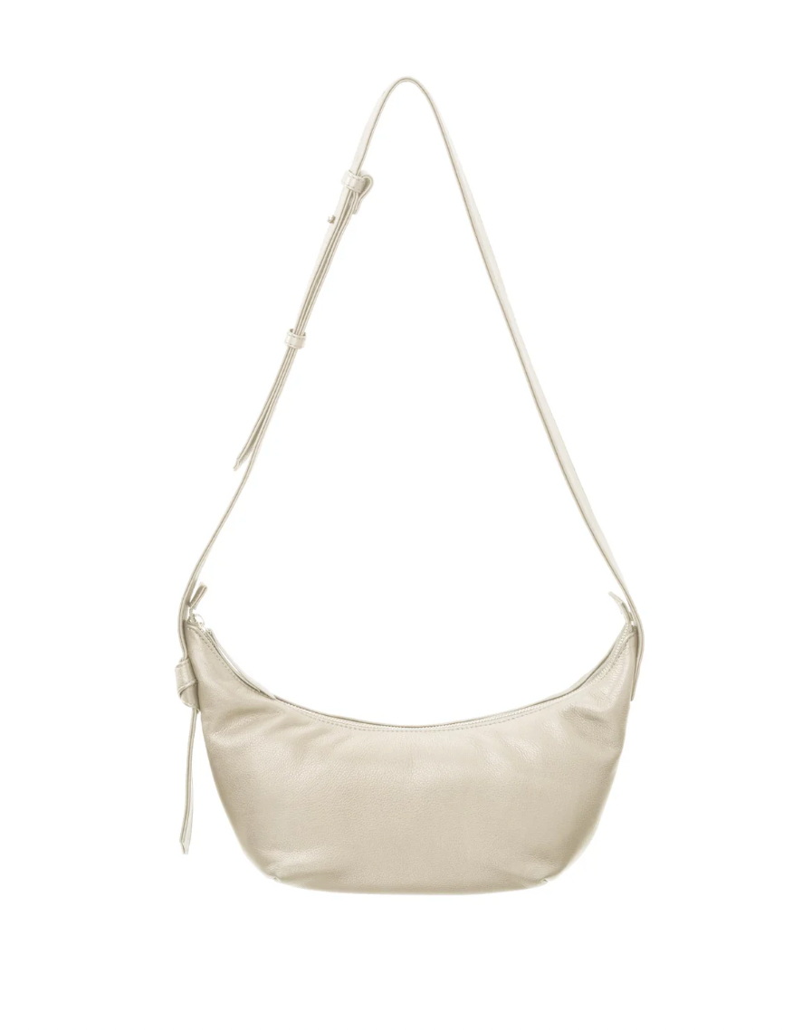 Yaya leather crossbody bag in sand linen beige