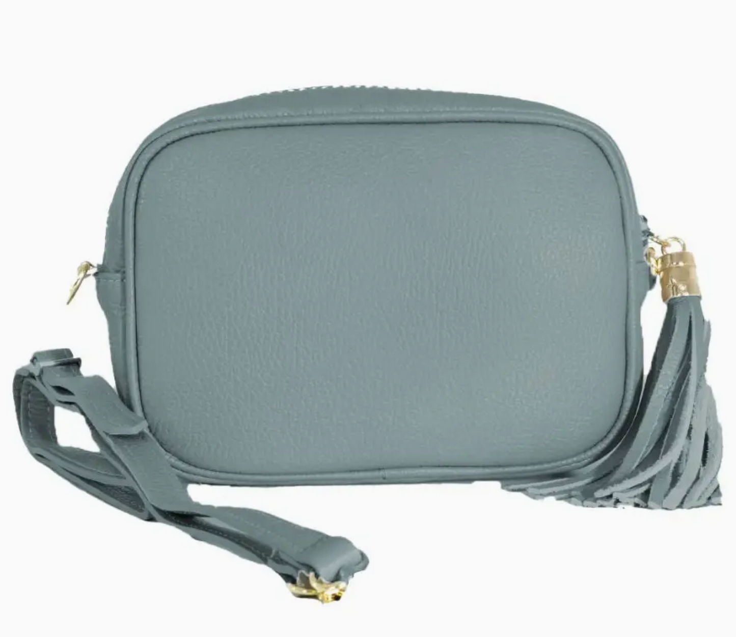 Light grey leather crossbody handbag