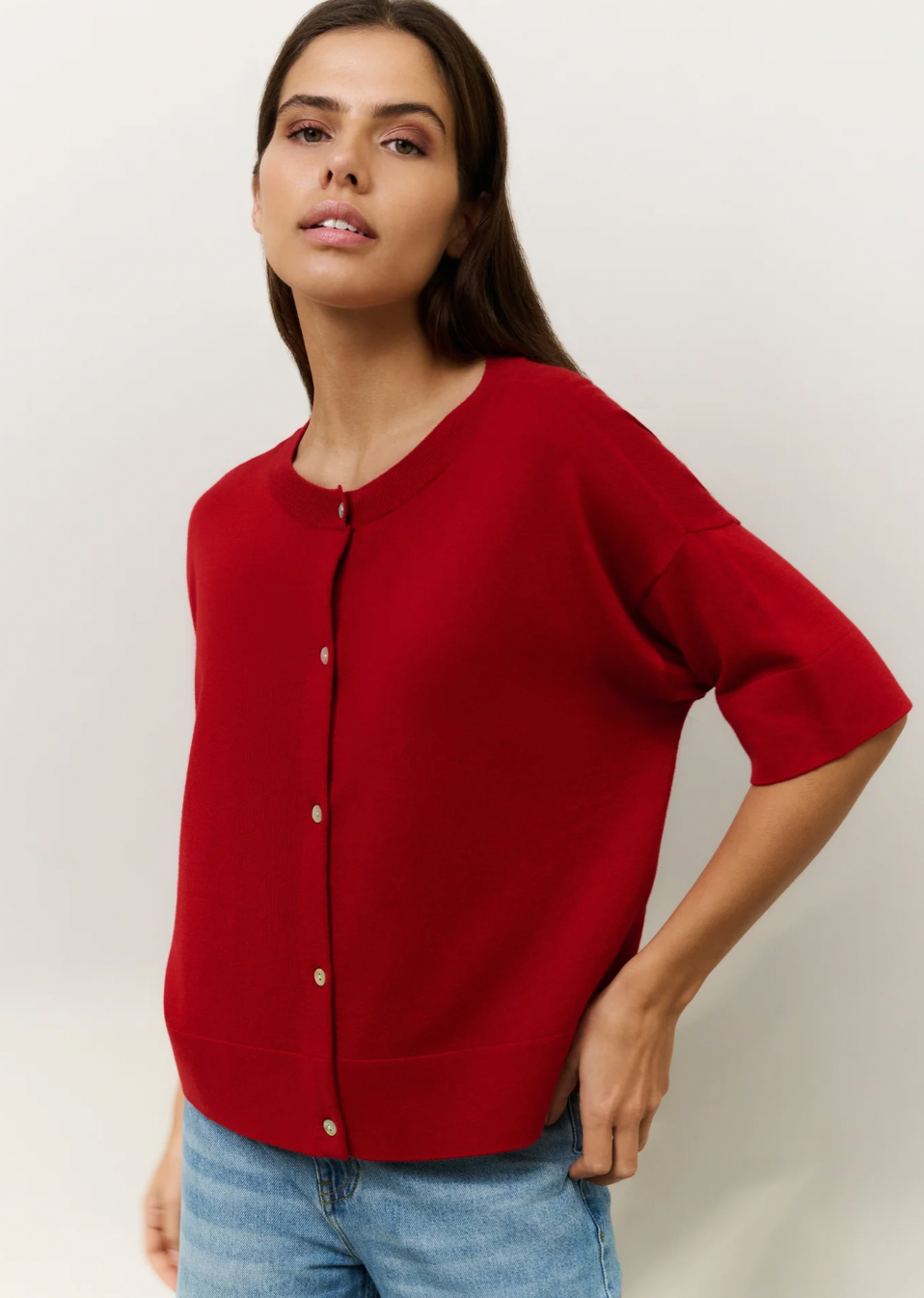 Yaya oversized cardigan in scarlet red
