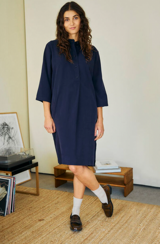 Fransa Somie navy dress with three quarter sleeve