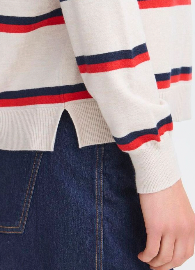 Fransa Melani striped sweater in limestone melange