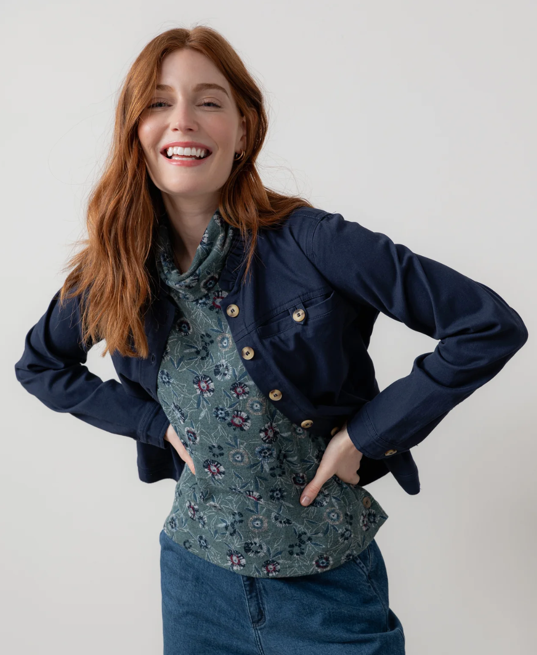 Lily & Me Renee twill jacket in navy