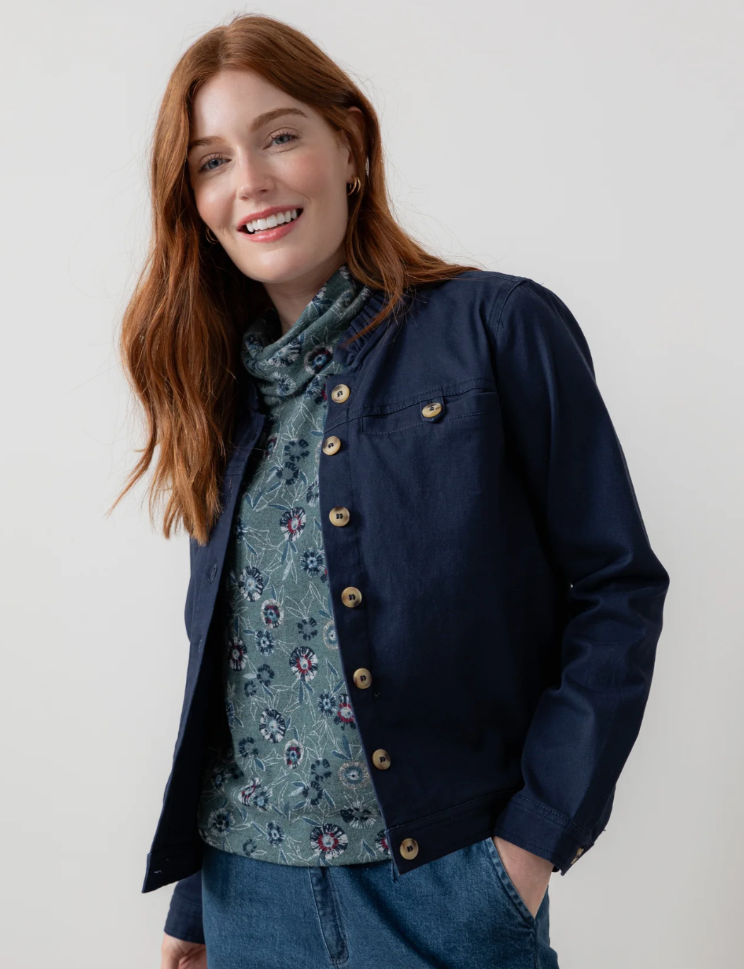 Lily & Me Renee twill jacket in navy