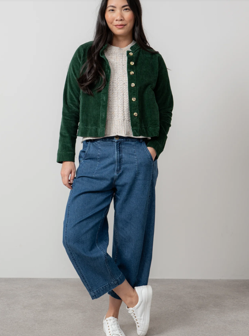 Lily & Me Charlie barrel leg jeans in blue