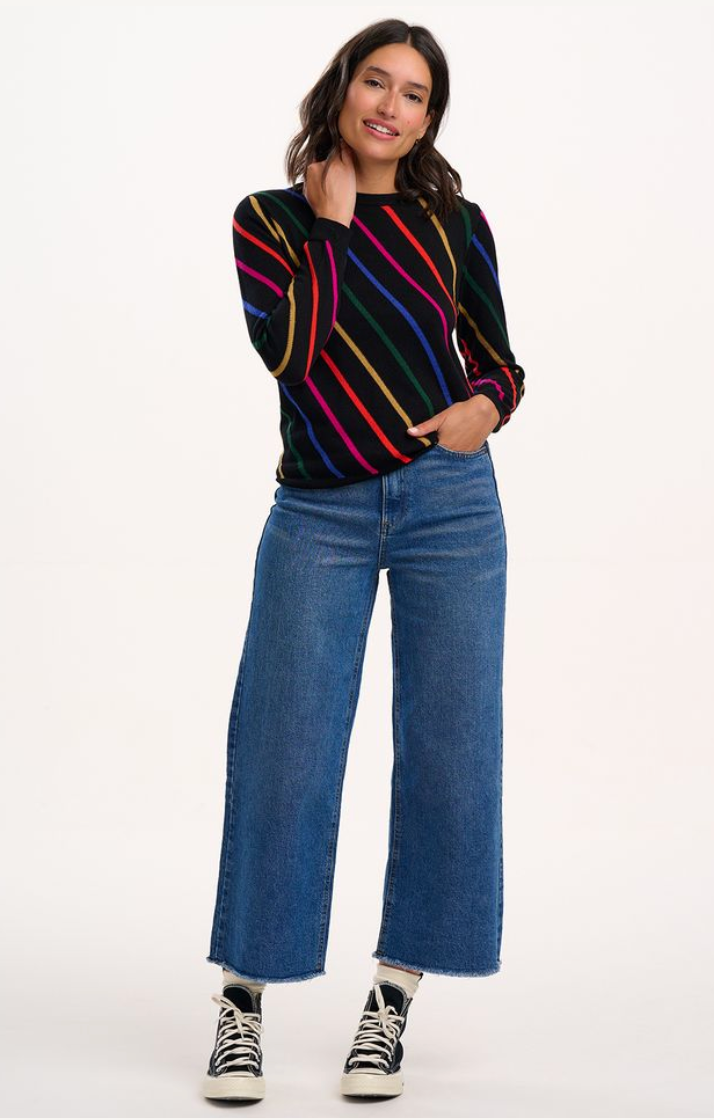 Sugarhill Brighton Rowena sweater in black multi stripes