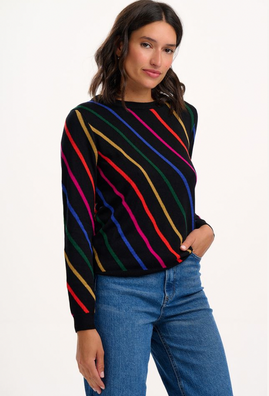 Sugarhill Brighton Rowena sweater in black multi stripes
