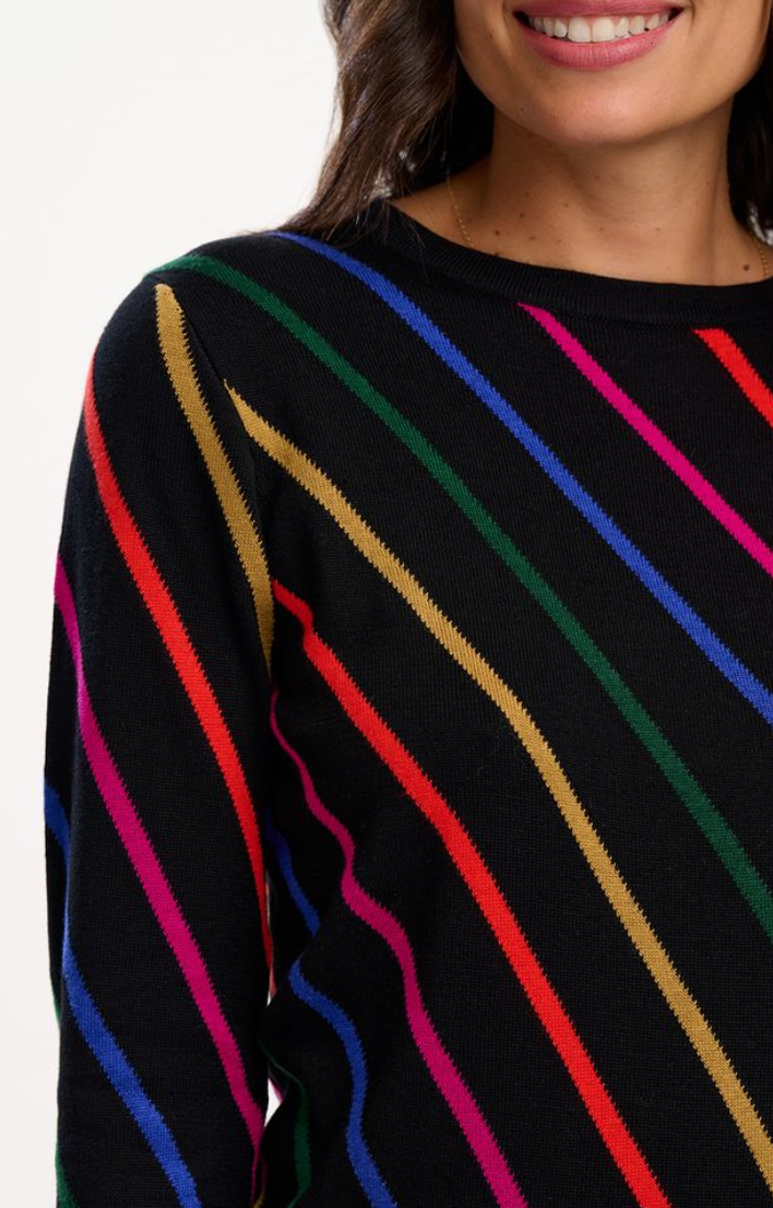 Sugarhill Brighton Rowena sweater in black multi stripes