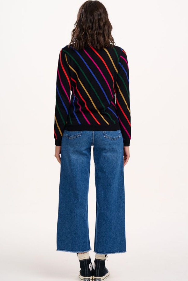 Sugarhill Brighton Rowena sweater in black multi stripes