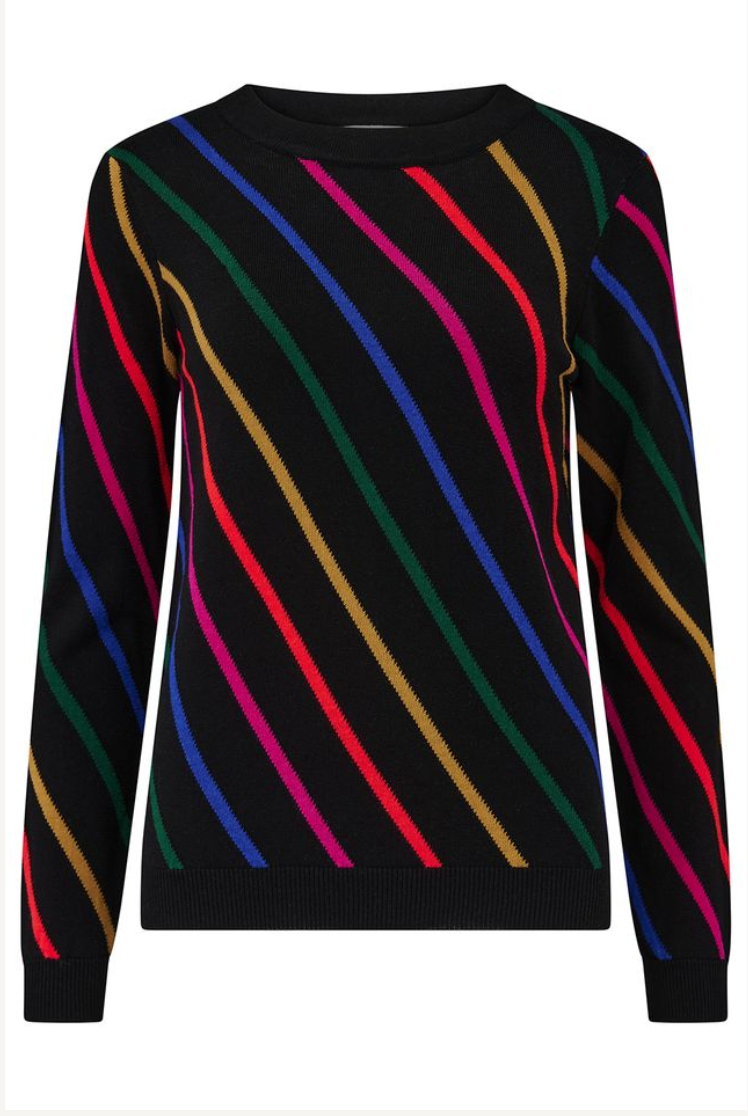 Sugarhill Brighton Rowena sweater in black multi stripes