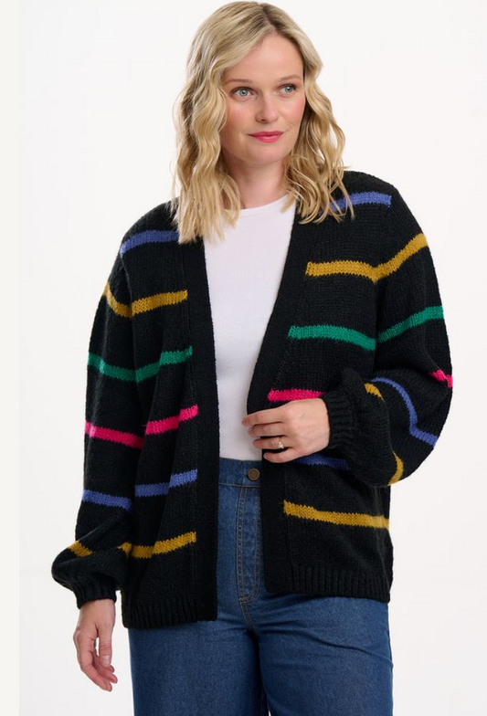 Sugarhill Brighton Yvette black Cardigan in bright lines
