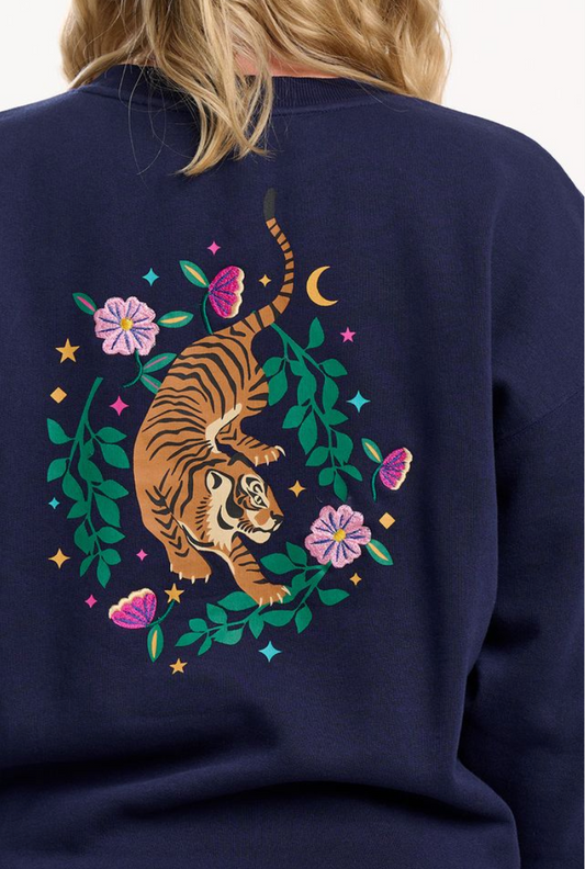 Sugarhill Brighton Eadie relaxed sweatshirt in navy tiger