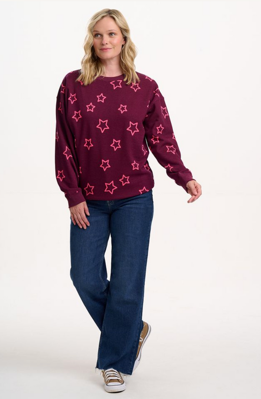 Sugarhill Brighton Eadie relaxed sweatshirt in burgundy stars