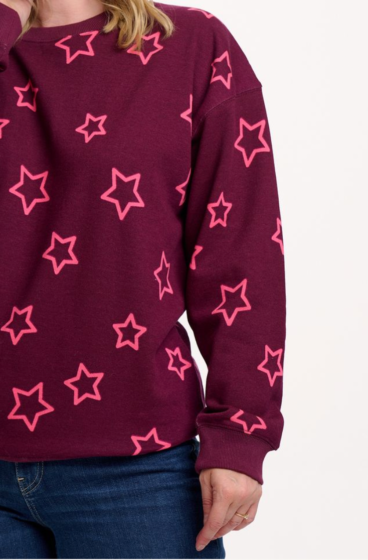 Sugarhill Brighton Eadie relaxed sweatshirt in burgundy stars
