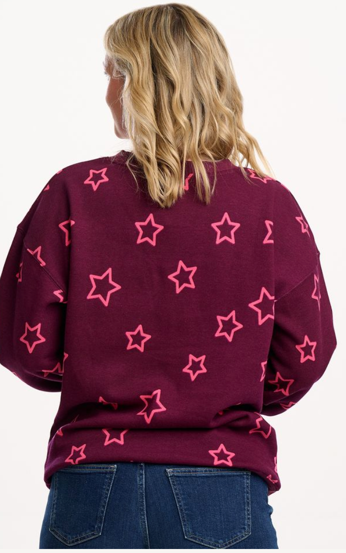 Sugarhill Brighton Eadie relaxed sweatshirt in burgundy stars