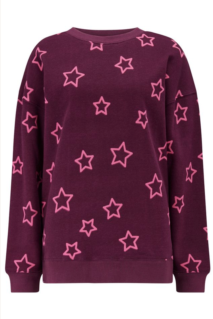 Sugarhill Brighton Eadie relaxed sweatshirt in burgundy stars