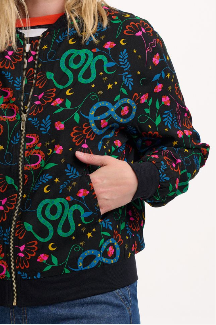 Sugarhill Brighton Bobbi bomber jacket snake design