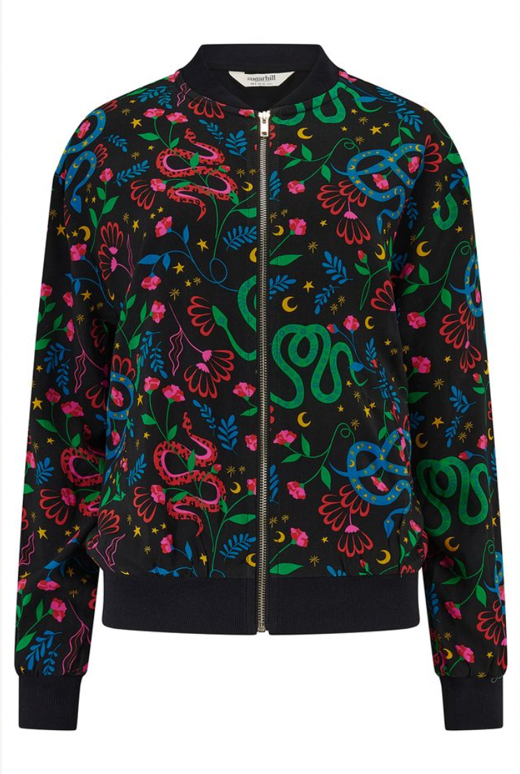 Sugarhill Brighton Bobbi bomber jacket snake design