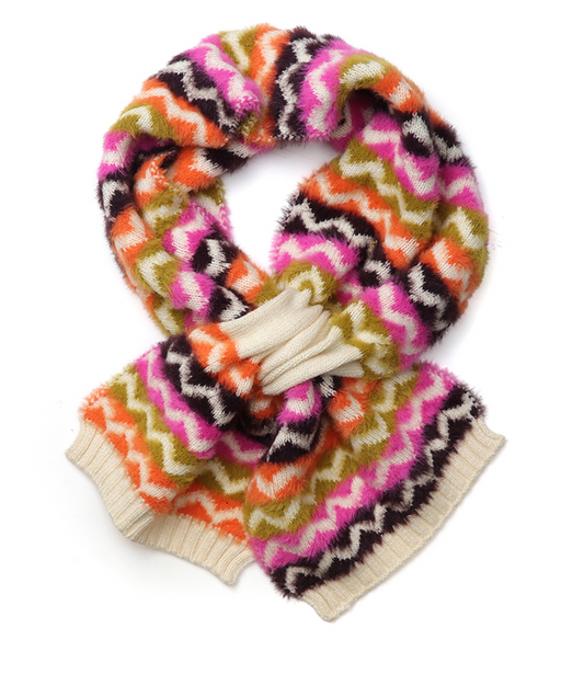 POM Autumnal brights viscose blend pull through scandi scarf