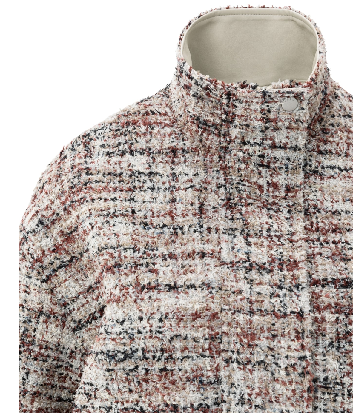 Yaya boucle jacket with fringes in blush pink