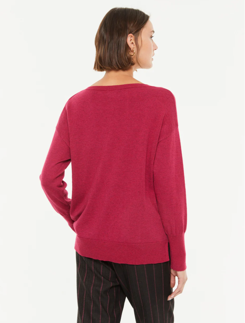 Paz Torras fuchsia pink sweater with round neck