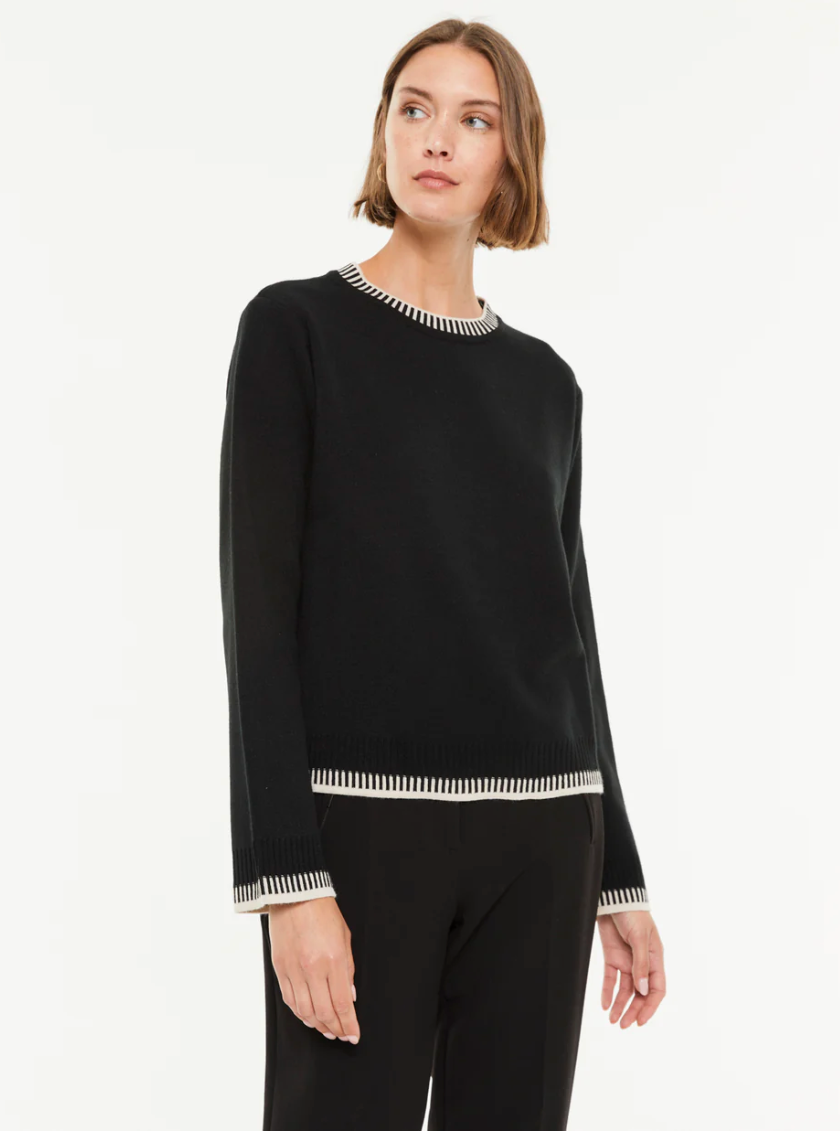 Paz Torras black sweater with contrast stitching
