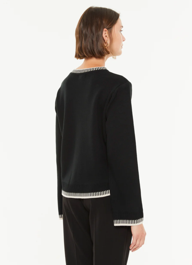 Paz Torras black sweater with contrast stitching
