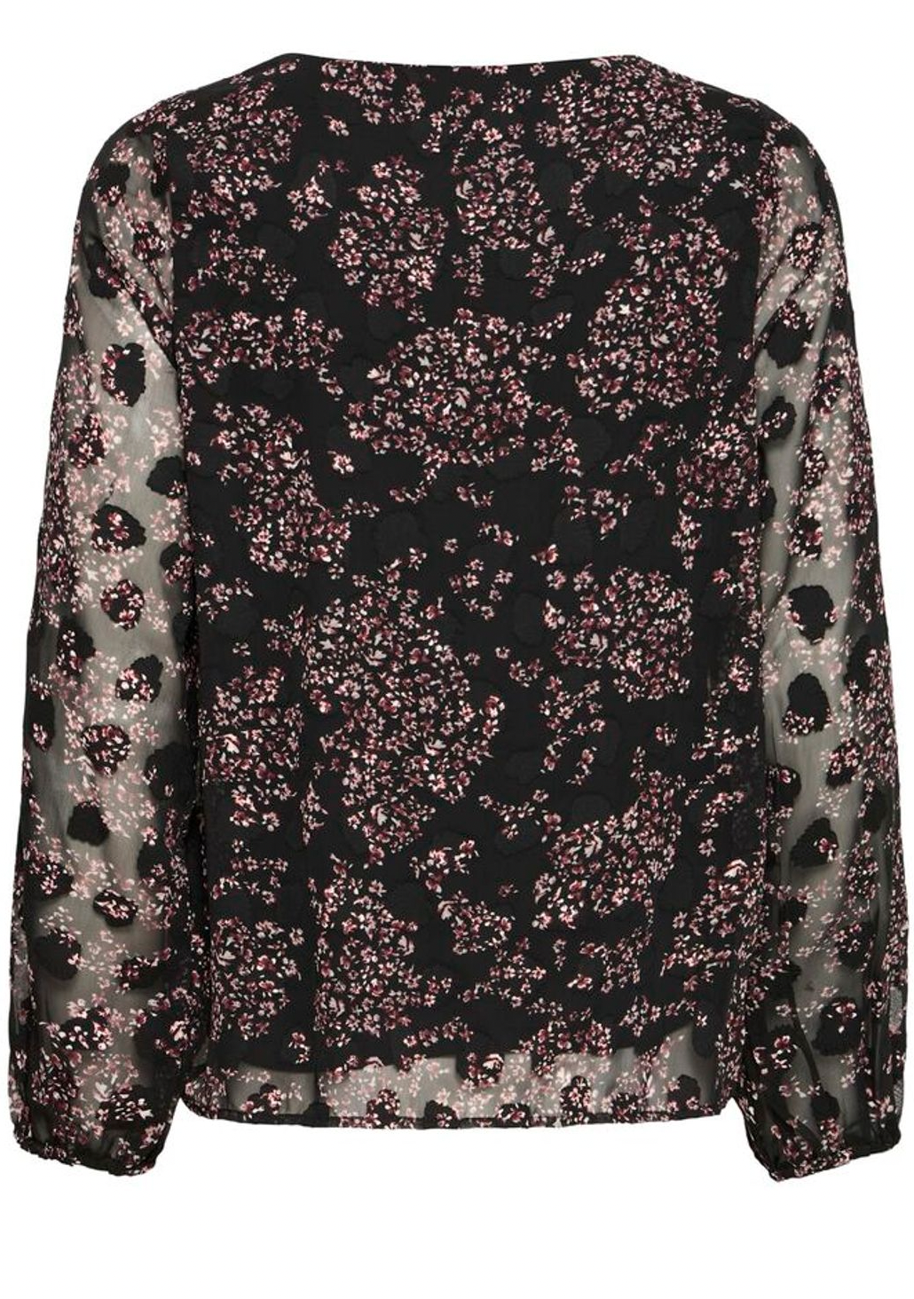 Fransa Chay blousey top in black and wine