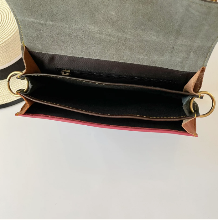 Nephele handmade recycled leather Darcy red handbag