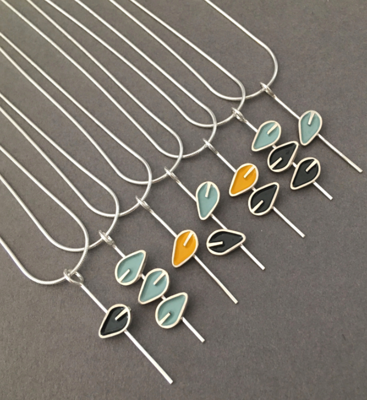 Emma Leonard single leaf stem pendant