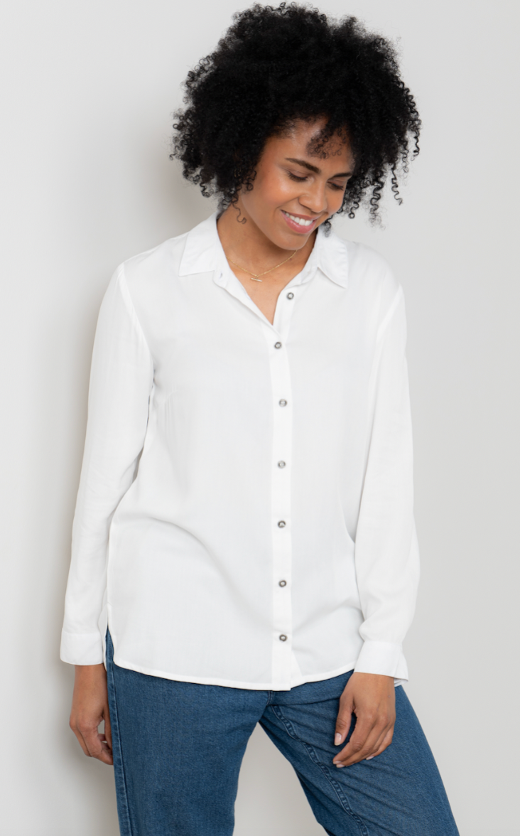 Elm super soft ecru blouse with metal buttons