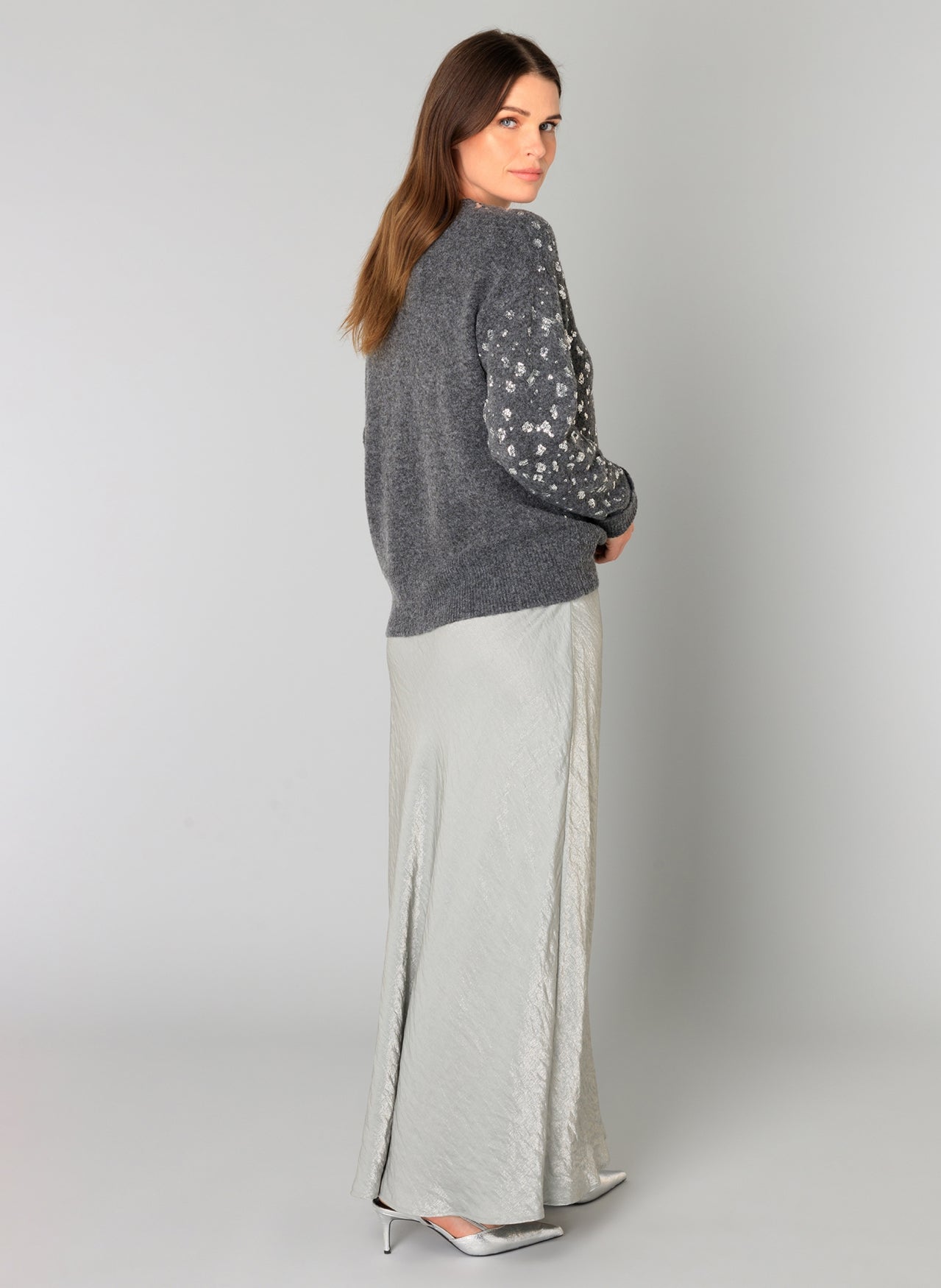Yest Braelyn sparkle sweater in dark grey melange