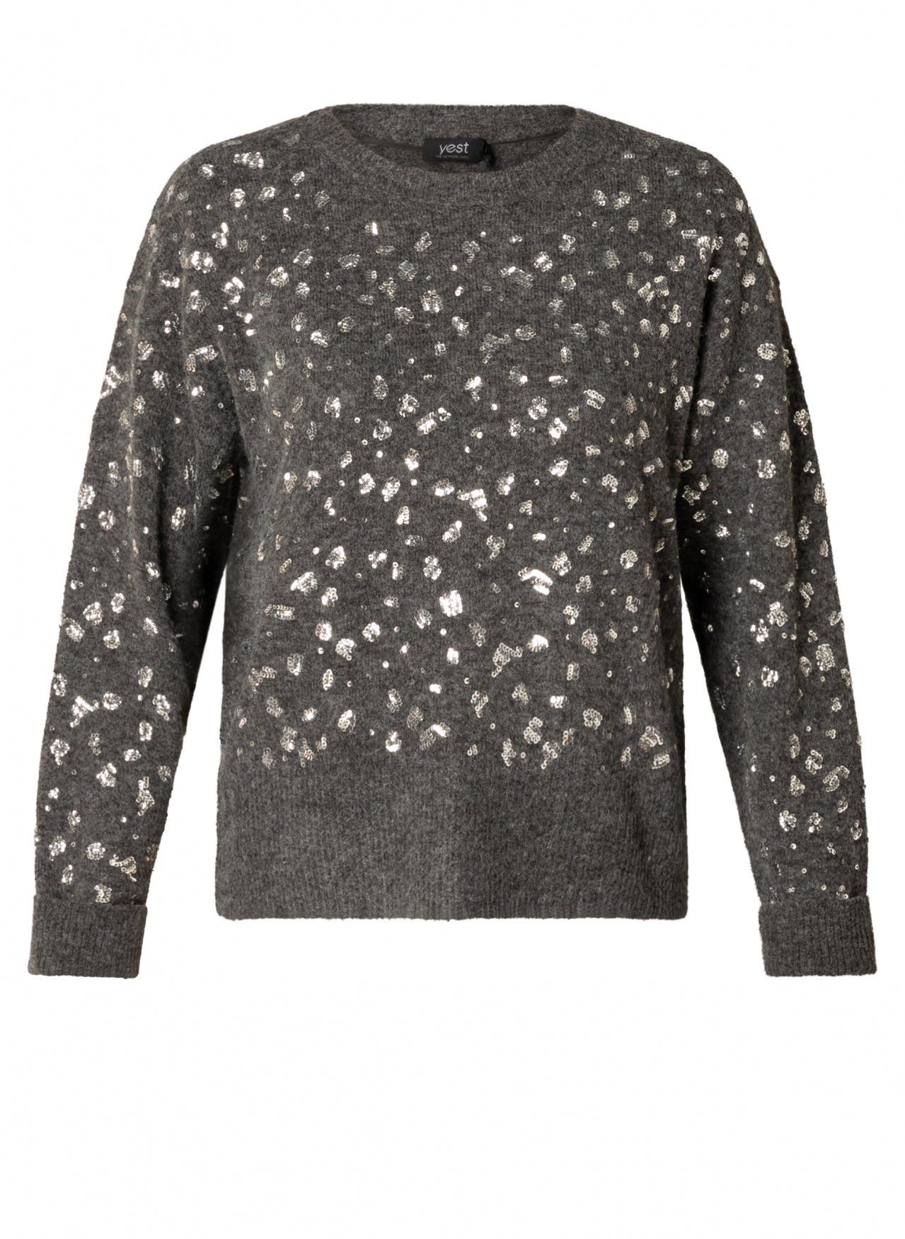 Yest Braelyn sparkle sweater in dark grey melange