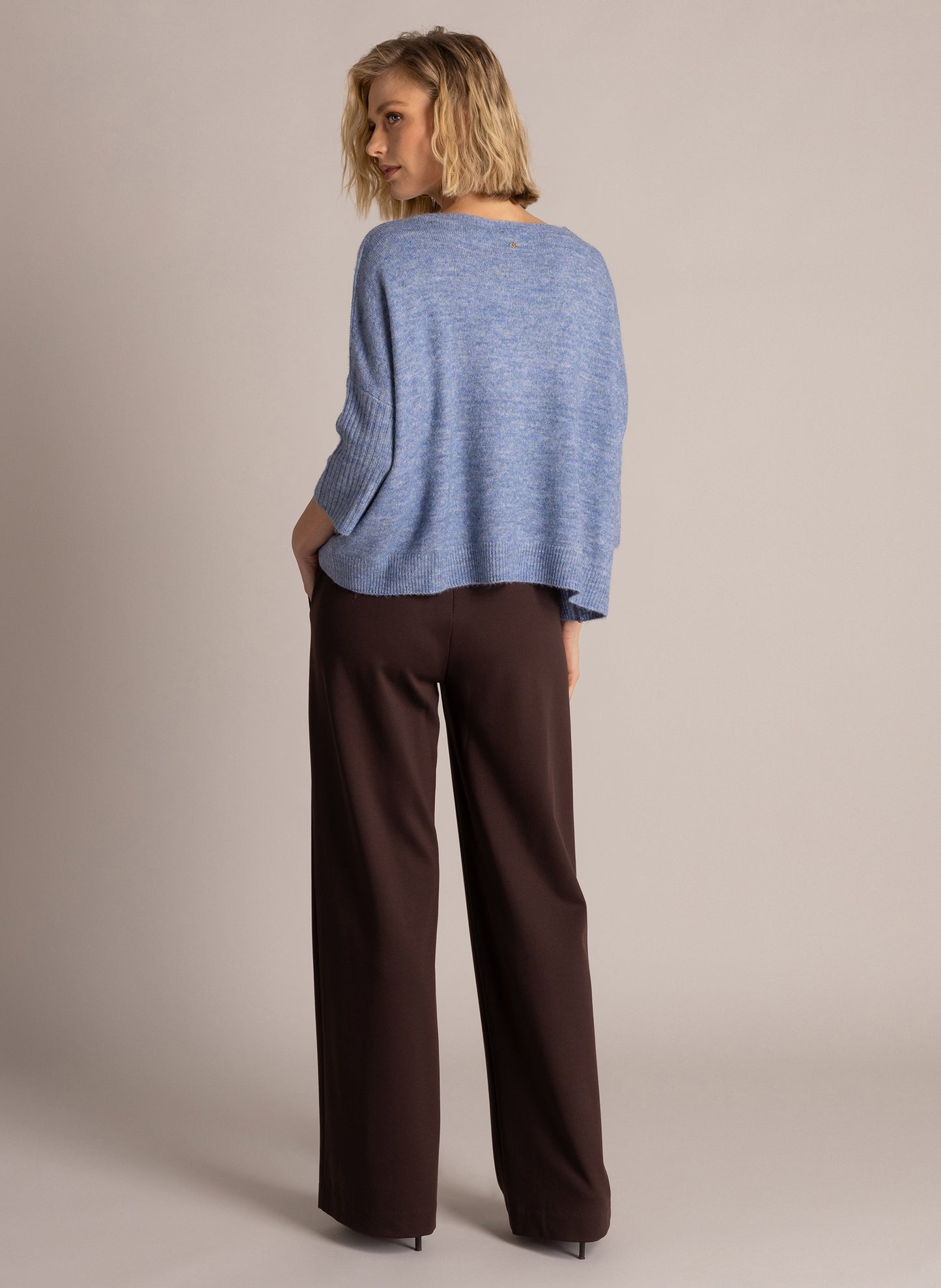 Yest Selena sweater in morning blue with three quarter sleeve