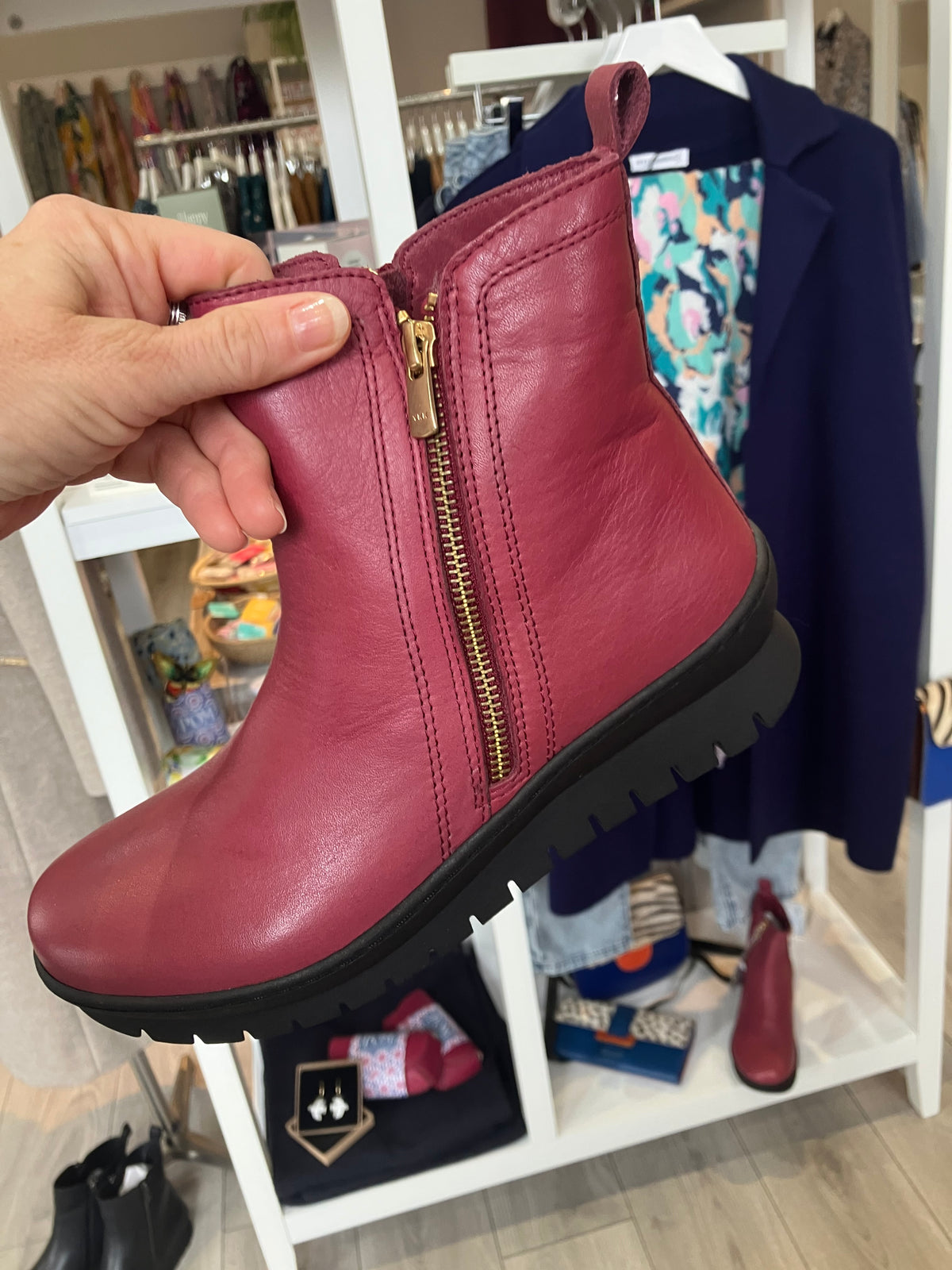 Adesso Naomi boots in pink cranberry - [shop_name Strathaven] [womens clothing]