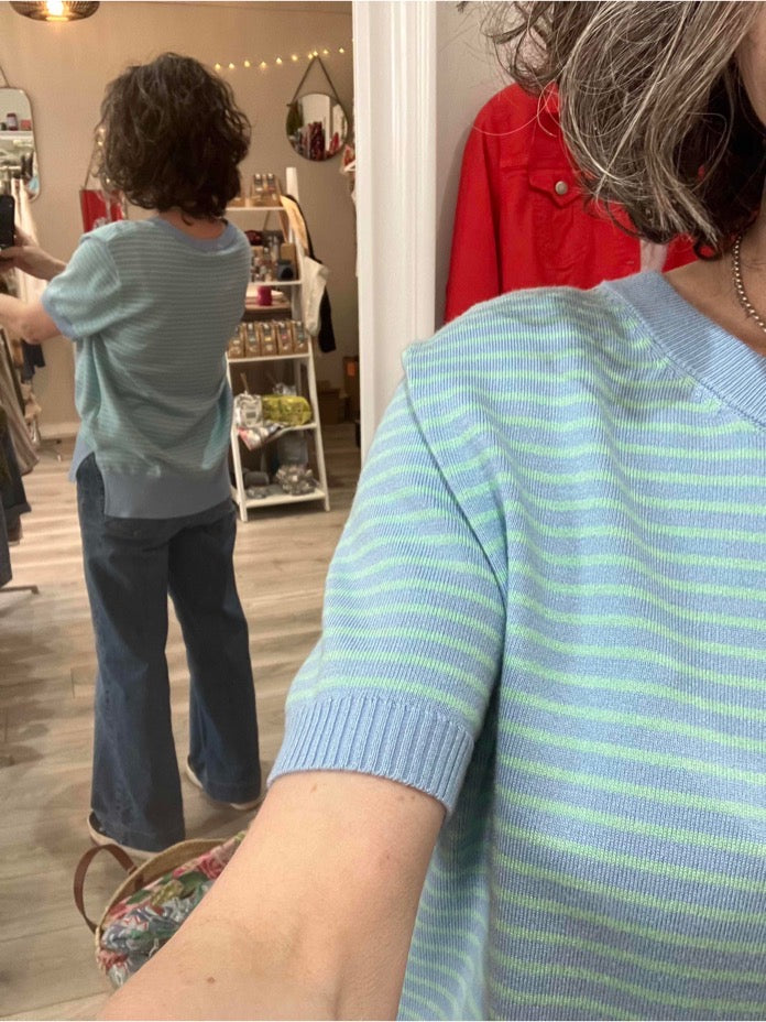 Betty Basics Robbie knit tee lagoon stripe - [shop_name Strathaven] [womens clothing]