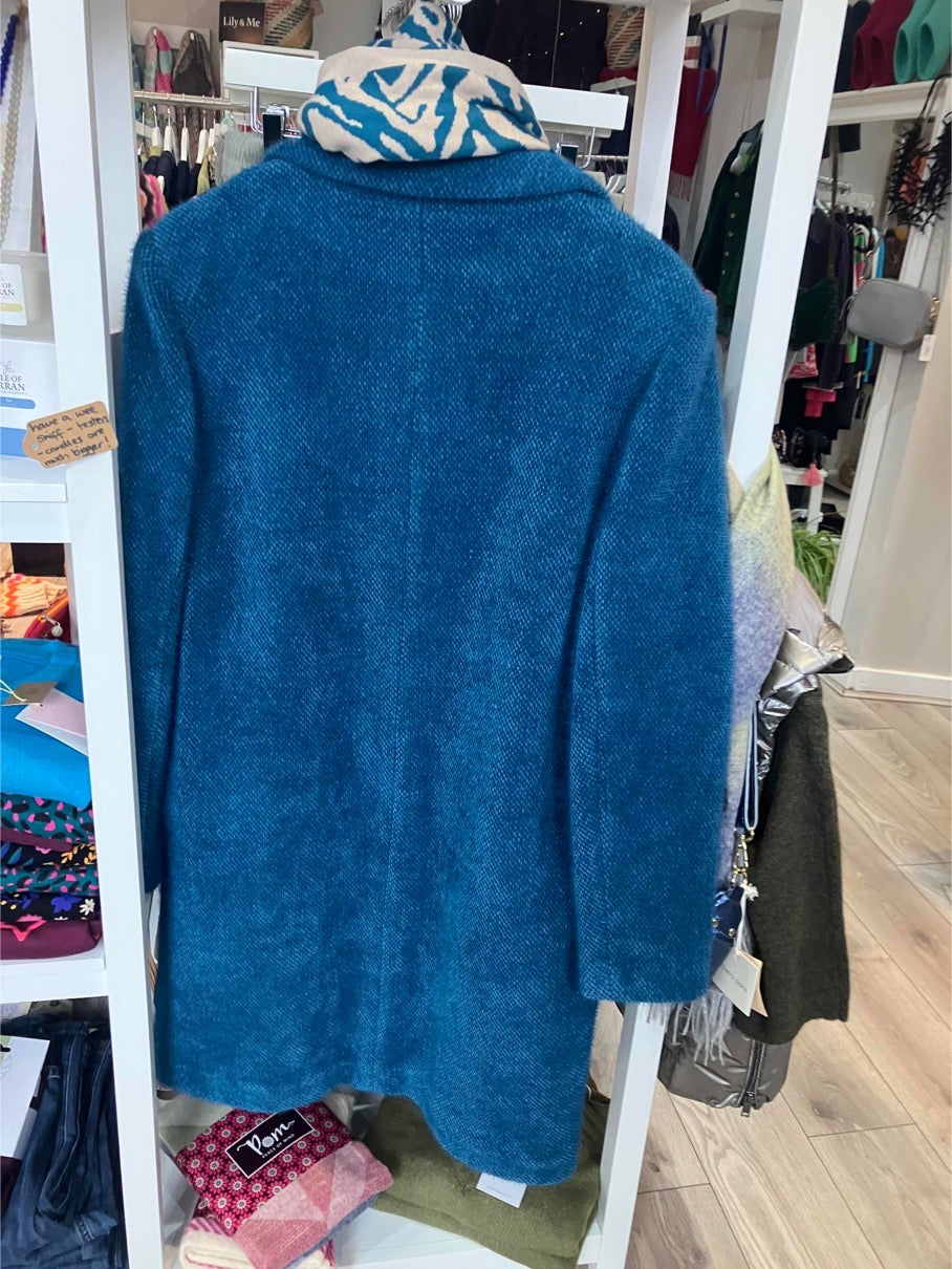 Paz Torras teal blue smart coat