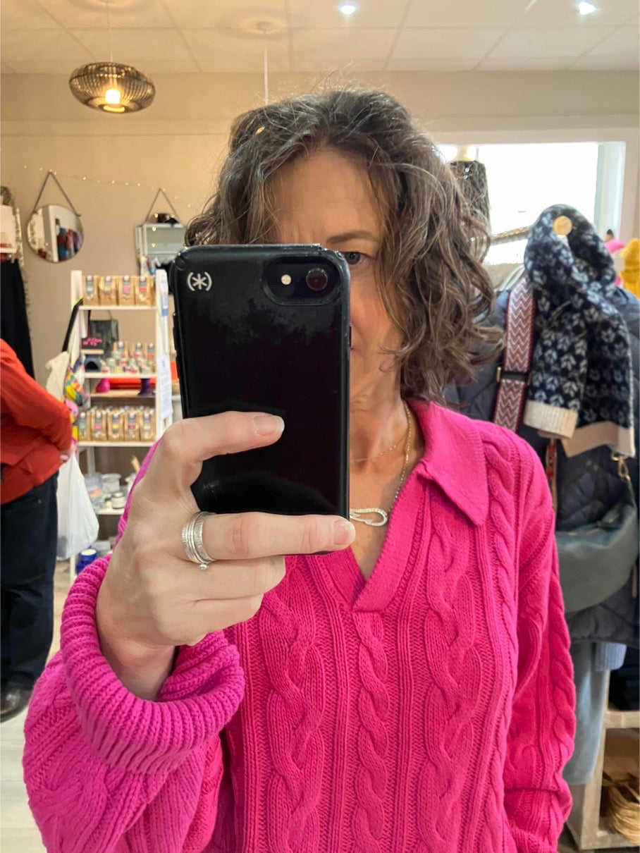 Fransa Vivian sweater in very berry pink - [shop_name Strathaven] [womens clothing]