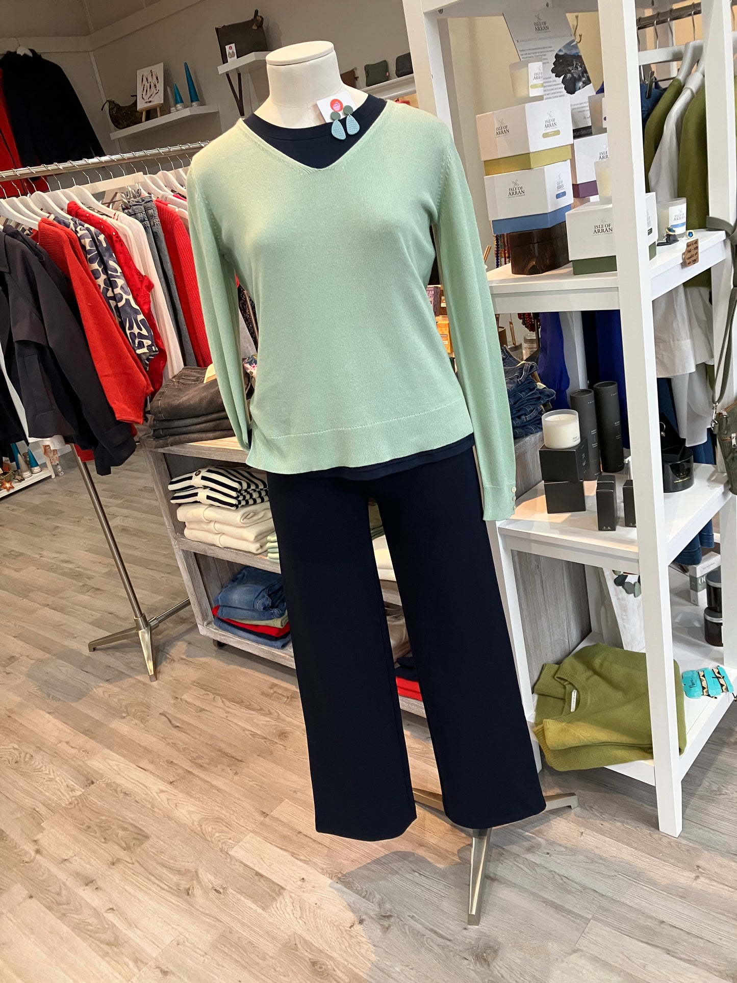 Fransa Clia light weight pullover in frosty green